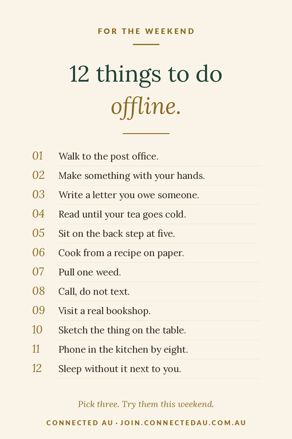 12 Things to Do Offline This Weekend